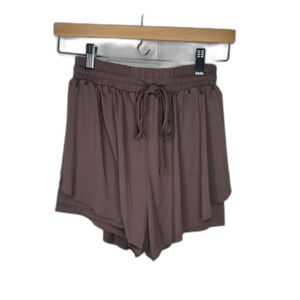 AS Revival Women’s Mauve Taupe Flowy Shorts Size S Nylon Blend Drawstring Waist